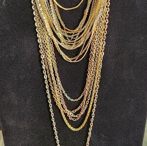 Huge Lot Of Silver & Gold Tone Necklaces
